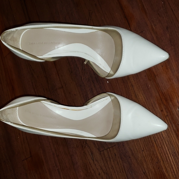 Zara Basic Collection White Leather/Vinyl pointed toe shoes. Gently worn - Picture 4 of 5